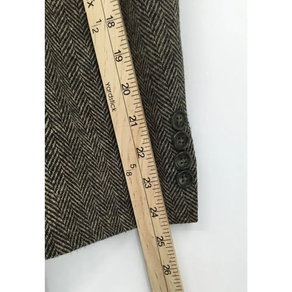 Vintage Lands End Brown Herringbone Tweed Blazer USA Men's 42R